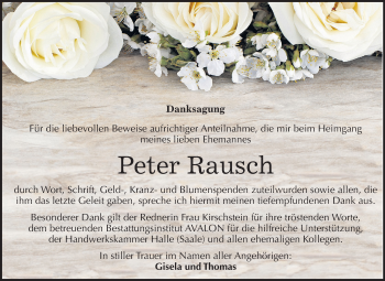 Traueranzeige von Peter Rausch von Mitteldeutsche Zeitung Halle/Saalkreis
