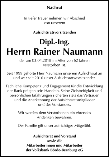 Traueranzeige von Rainer Naumann von Mitteldeutsche Zeitung