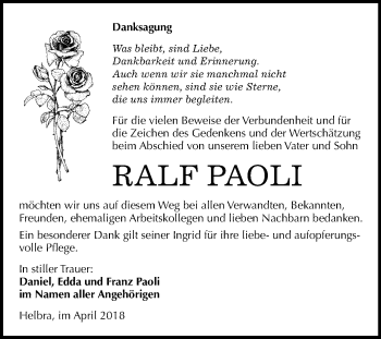 Traueranzeige von Ralf Paoli von Mitteldeutsche Zeitung