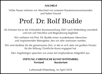 Traueranzeige von Rolf Budde von Mitteldeutsche Zeitung