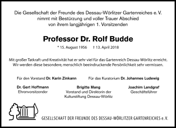 Traueranzeige von Rolf Budde von Mitteldeutsche Zeitung