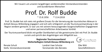 Traueranzeige von Rolf Budde von Mitteldeutsche Zeitung