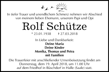 Traueranzeige von Rolf Schütze von Mitteldeutsche Zeitung