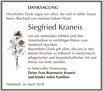 Traueranzeige von Siegfried Kraneis von Super Sonntag SGH Mansf. Land