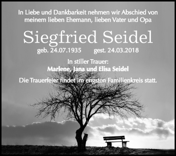 Traueranzeige von Siegfried Seidel von Mitteldeutsche Zeitung Bitterfeld