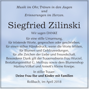 Traueranzeige von Siegfried Zilinski von Mitteldeutsche Zeitung Merseburg/Querfurt