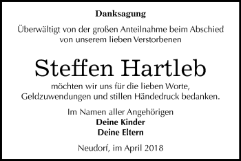 Traueranzeige von Steffen Hartleb von Mitteldeutsche Zeitung Quedlinburg