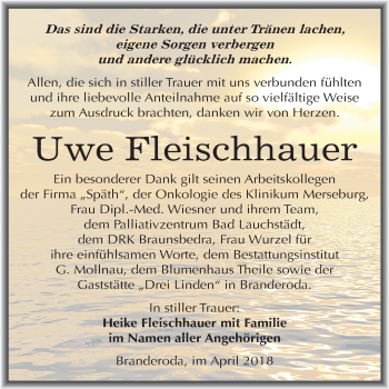 Traueranzeige von Uwe Fleischhauer von Mitteldeutsche Zeitung Merseburg/Querfurt