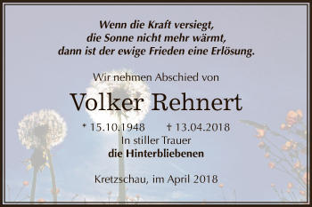 Traueranzeige von Volker Rehnert von Super Sonntag Zeitz