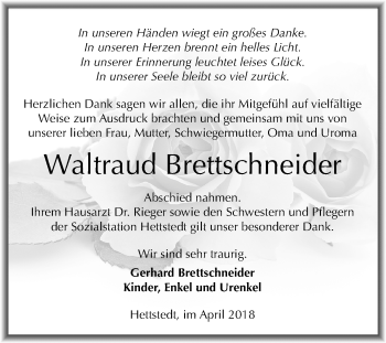 Traueranzeige von Waltraud Brettschneider von Mitteldeutsche Zeitung
