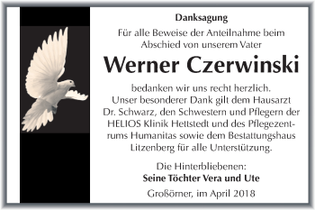 Traueranzeige von Werner Czerwinski von Mitteldeutsche Zeitung