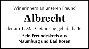 Traueranzeige von Albrecht  von Mitteldeutsche Zeitung