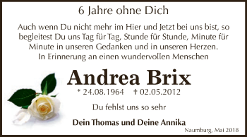 Traueranzeige von Andrea Brix von WVG - Wochenspiegel NMB / WSF / ZTZ