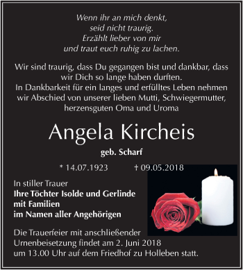 Traueranzeige von Angela Kircheis von Mitteldeutsche Zeitung Halle/Saalkreis