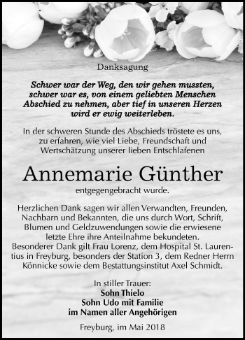 Traueranzeige von Annemarie Günther von Mitteldeutsche Zeitung
