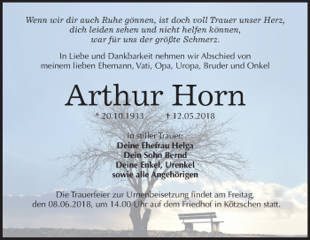 Traueranzeige von Arthur Horn von Mitteldeutsche Zeitung