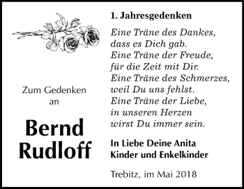 Traueranzeige von Bernd Rudloff von Mitteldeutsche Zeitung