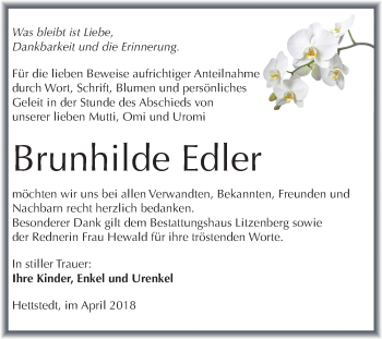 Traueranzeige von Brunhilde Edler von Mitteldeutsche Zeitung