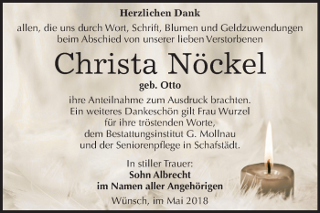 Traueranzeige von Christa Nöckel von Mitteldeutsche Zeitung Merseburg/Querfurt
