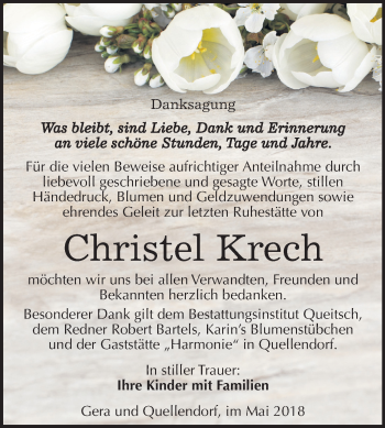 Traueranzeige von Christel Krech von Mitteldeutsche Zeitung