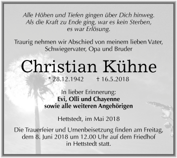 Traueranzeige von Christian Kühne von Mitteldeutsche Zeitung