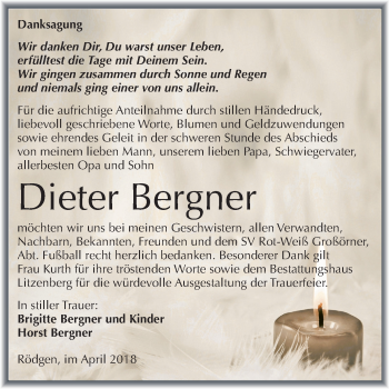 Traueranzeige von Dieter Bergner von Mitteldeutsche Zeitung