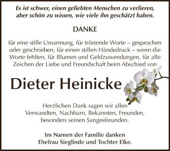 Traueranzeige von Dieter Heinicke von WVG - Wochenspiegel Dessau / Köthen
