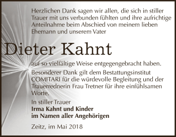 Traueranzeige von Dieter & Irma Kahnt von Super Sonntag Zeitz