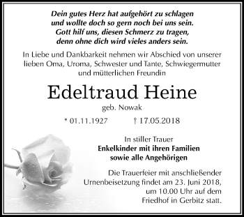 Traueranzeige von Edeltraud Heine von Mitteldeutsche Zeitung Bernburg