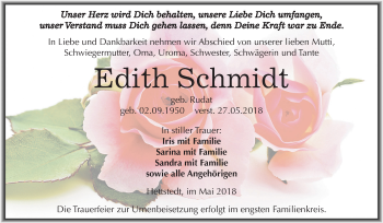 Traueranzeige von Edith Schmidt von Mitteldeutsche Zeitung