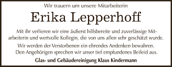 Traueranzeige von Erika Lepperhoff von WVG - Wochenspiegel Dessau / Köthen