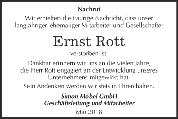 Traueranzeige von Ernst Rott von Super Sonntag Quedlinburg