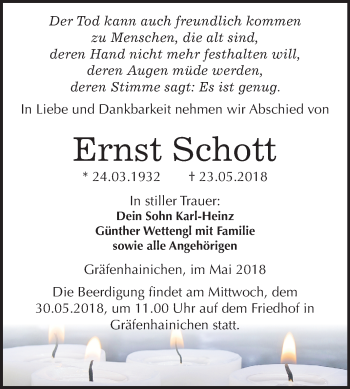 Traueranzeige von Ernst Schott von Mitteldeutsche Zeitung