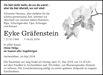 Traueranzeige von Eyke Gräfenstein von Mitteldeutsche Zeitung Aschersleben