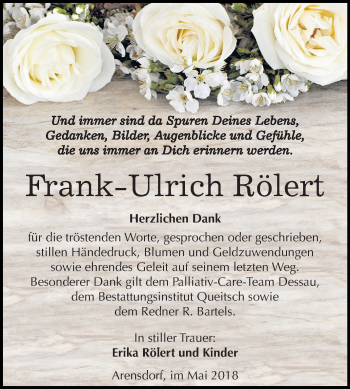 Traueranzeige von Frank Ulrich Rölert von Mitteldeutsche Zeitung Köthen