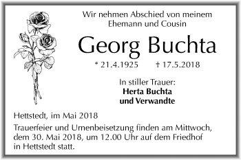 Traueranzeige von Georg Buchta von Mitteldeutsche Zeitung