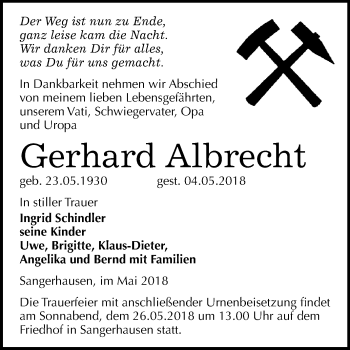 Traueranzeige von Gerhard Albrecht von Mitteldeutsche Zeitung