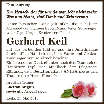 Traueranzeige von Gerhard Keil von Super Sonntag Zeitz