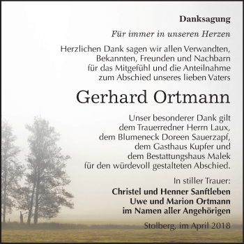 Traueranzeige von Gerhard Ortmann von Mitteldeutsche Zeitung