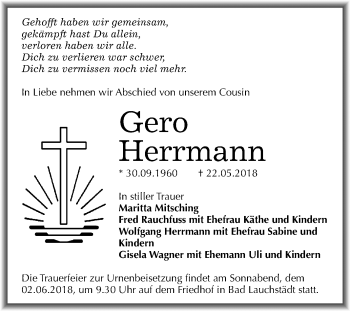 Traueranzeige von Gero Herrmann von Mitteldeutsche Zeitung