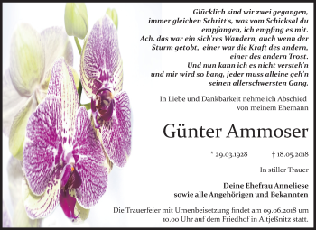 Traueranzeige von Günter Ammoser von WVG - Wochenspiegel Bitterfeld