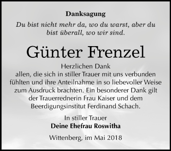 Traueranzeige von Günter Frenzel von Mitteldeutsche Zeitung