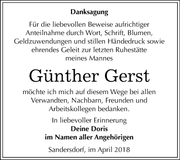 Traueranzeige von Günther Gerst von Mitteldeutsche Zeitung Bitterfeld