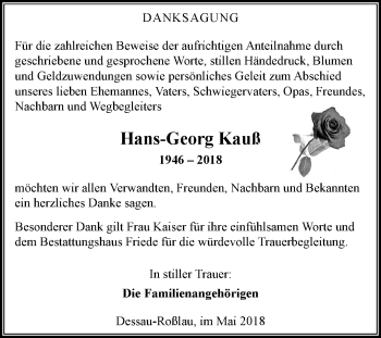 Traueranzeige von Hans-Georg Kauß von Mitteldeutsche Zeitung