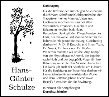 Traueranzeige von Hans-Günter Schulze von Mitteldeutsche Zeitung