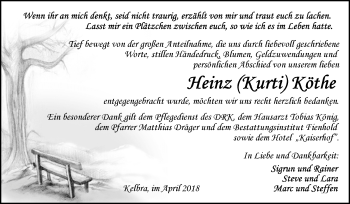Traueranzeige von Heinz Köthe von Mitteldeutsche Zeitung Sangerhausen