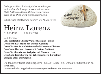 Traueranzeige von Heinz Lorenz von Mitteldeutsche Zeitung Merseburg/Querfurt