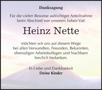 Traueranzeige von Heinz Nette von Mitteldeutsche Zeitung