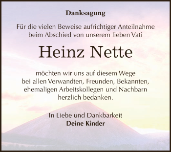 Traueranzeige von Heinz Nette von Super Sonntag SGH Mansf. Land