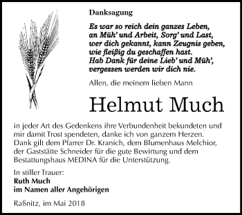 Traueranzeige von Helmut Much von WVG - Wochenspiegel Merseburg